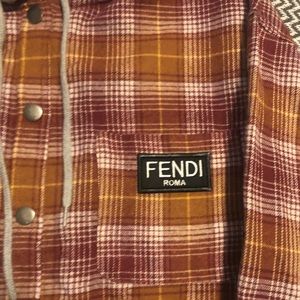 NWT cropped hooded flannel shirt with Fendi patch M